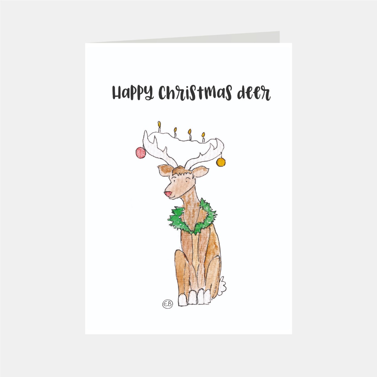Wenskaart Happy Christmas deer