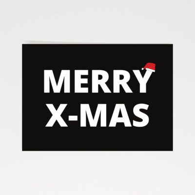 Ansichtkaart Merry X-mas Zwart